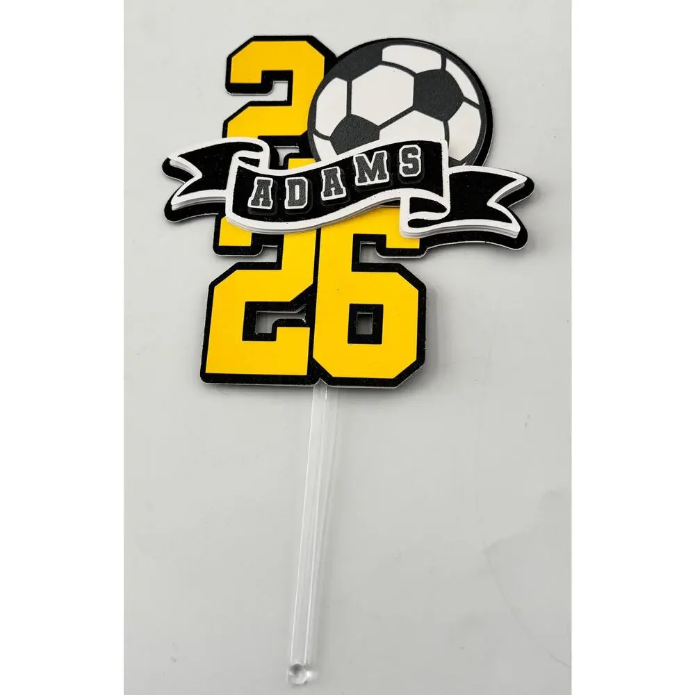 Personalized Soccer Graduation Cake Topper | Class of 2026 Custom Name Decor